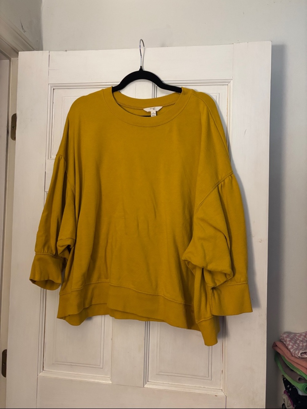 Terra & Sky Mustard Yellow Puff-Sleeve Sweatshirt